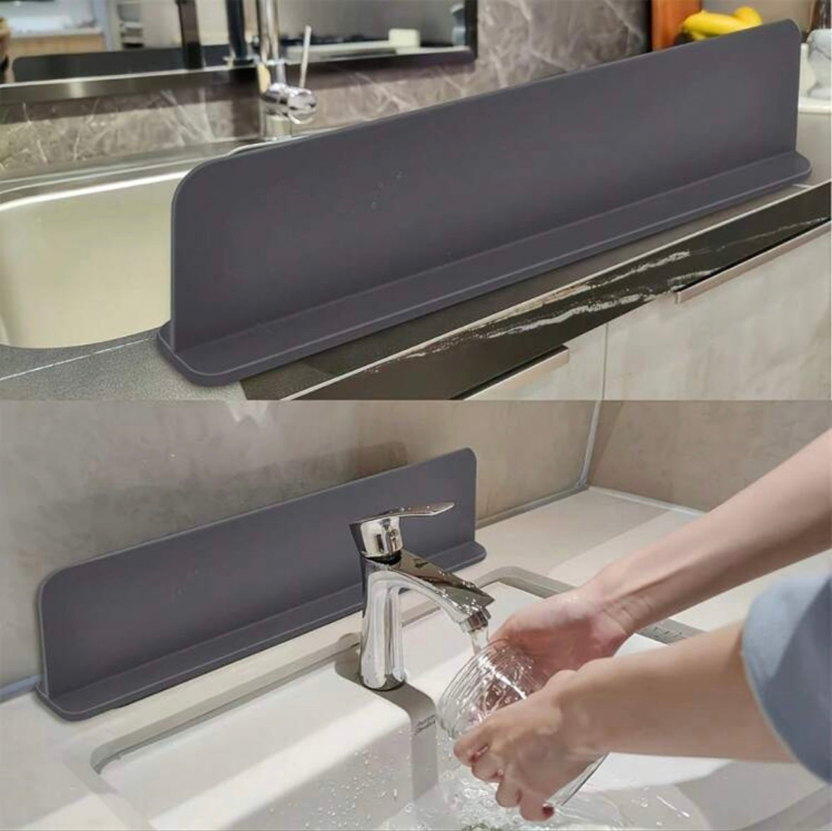 Splashy – Barieră anti-stropire pentru chiuvetă, cauciuc flexibil, protecție împotriva apei